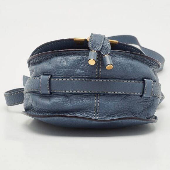 Chloe Blue Leather Mini Marcie Crossbody Bag - Picture 6 of 7